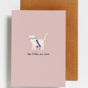 Hello August / Kaartje / happy birthday party animal cat