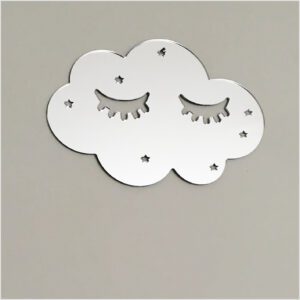 Lalaloves decor / bordje sleepy wolkje / spiegel zilver