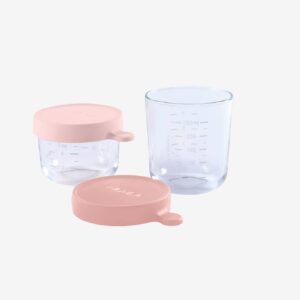 Beaba / glazen bewaardoosjes / set van 2 / 150 & 250 ml / roze