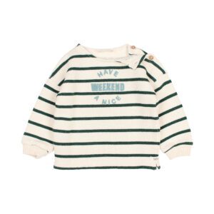 BUHO / baby / stripes sweatshirt / ecru-green