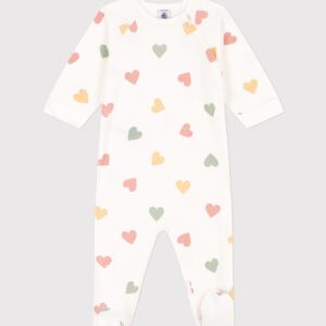 Petit Bateau / fluwelen baby pyjama / multi hartjes