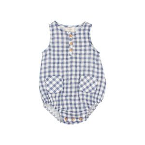 BUHO / baby / gingham romper / blue stone