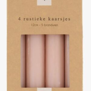 zusss / 4 rustieke kaarsjes / 12cm / terra roze