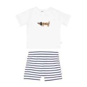 Kids short sleeve pyjama / dog milky navy