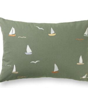 Dear April / embroidered cushion / sailboats